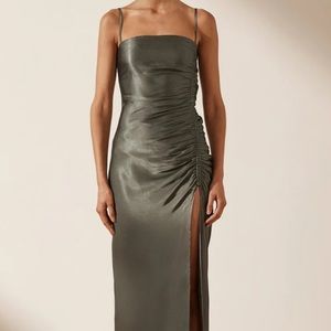 Shona Joy LA LUNE RUCHED MAXI DRESS - OLIVE - Size 4